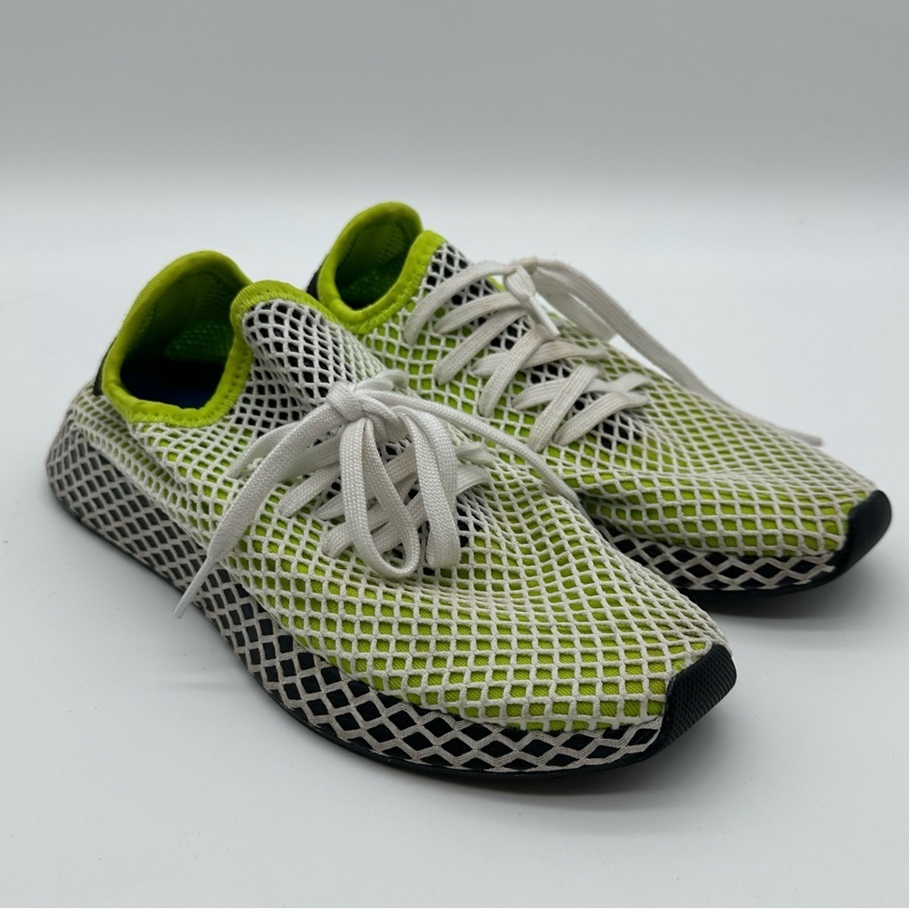 Adidas Men's Deerupt Solar Slime Green and White Running Shoes
